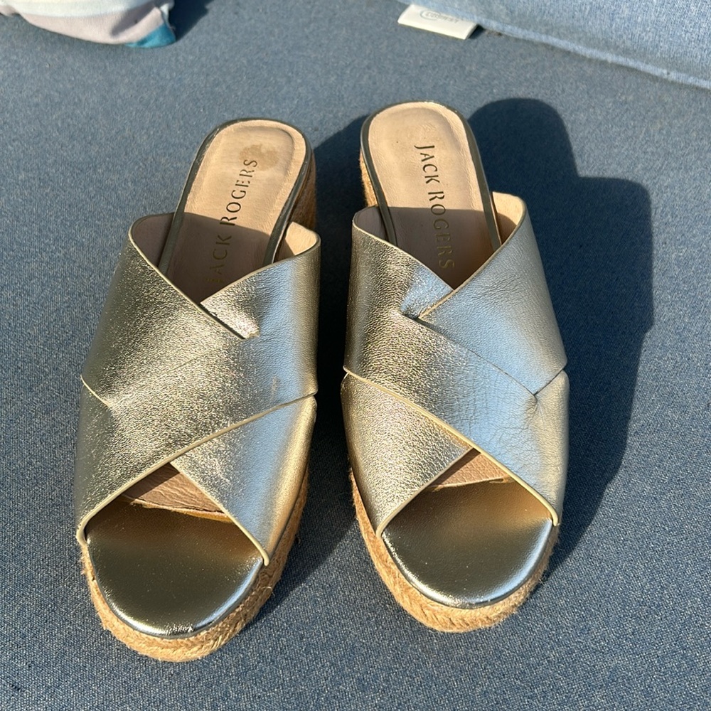 Jack Rogers gold wedges!